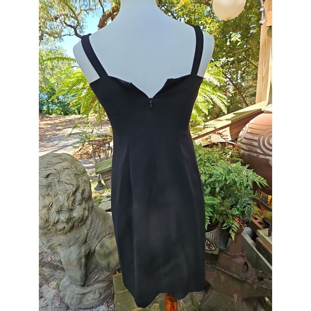 J.R. Nites by Caliendo BLACK BEADED Cocktail Dress Front Slit LBD Lined Sz 4 - Picture 6 of 10